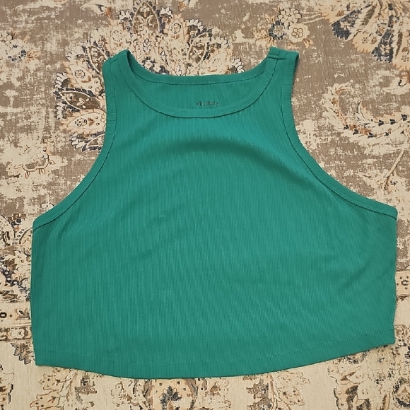wild fable Tops - Wild Fable Green Ribbed Cropped Tank – Racerback Style